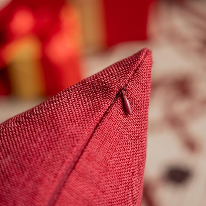 Home Brilliant Pillow Covers 18x18 Decorative Linen Square Red Throw Pillows for Couch Bed Living Room Valentine's Day, 18 x 18 inch(45x45cm), Burgundy