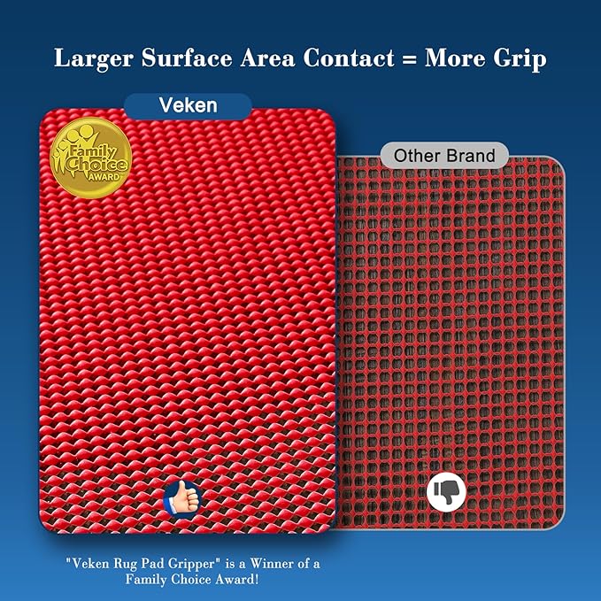 Veken Runner Rug Pad Gripper for Hardwood Floors, Non Slip 2x6 Ft Red Rug Pads for Area Rugs, Thick Rug Grippers for Tile Floors, Under Carpet Anti Skid Mat, Keep Your Rugs Safe and in Place