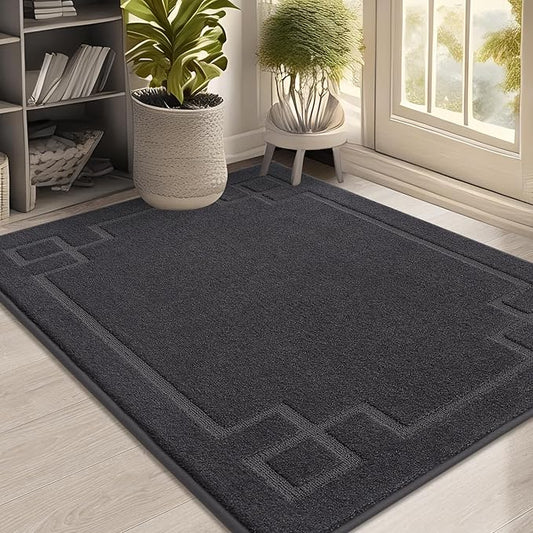 BEQHAUSE Door Mat 32" x 48", Non-Slip Door Mats Indoor Entryway Rugs Washable Low-Profile Absorbent and Stain Resist Floor Mats, Dog Door Mat for Front Back Door, Muddy Wet Shoes & Paws, Dark Grey