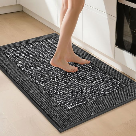 BEQHAUSE Kitchen Rugs 32"x48", Kitchen Runner Rug Non-Slip Kitchen Mats for Floor, Absorbent and Stain Resistant Kitchen Mats, Machine Washable Rugs for Kitchen, Hallway, Laundry & Sink, Charcoal