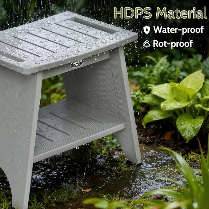 Shower Benches for Inside Shower, Shower Stool for Shaving Legs, 500lbs Shower Chair with Space-Efficient Storage Shelf, Waterproof Shower Seat for Spa Bathroom, Indoor or Outdoor Use(Grey)