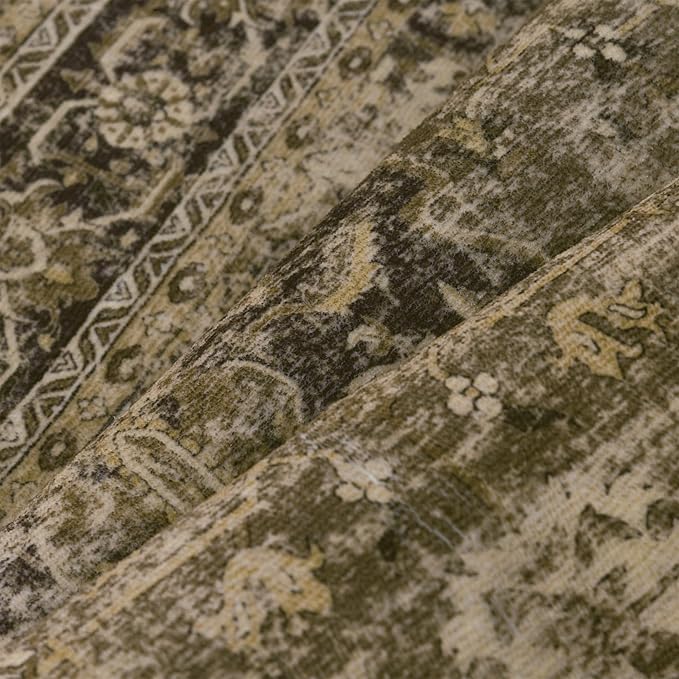 PureCozy Hallway Runner Rug 2x6 Washable Brown Vintage Distressed Long Runner Oriental Soft Thin Indoor Carpet Non Slip Low Pile Throw Rug for Kitchen Bedroom Laundry Bedside Entryway