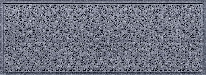 WaterHog Water Trapping Door Mat - Slip-Resistant Indoor/Outdoor Entrance Rug for Front Door, Entryways, Patios, Porch, Mudrooms, Hallway, Made in USA, Dogwood Leaf Collection, Bluestone, 3' x 5'