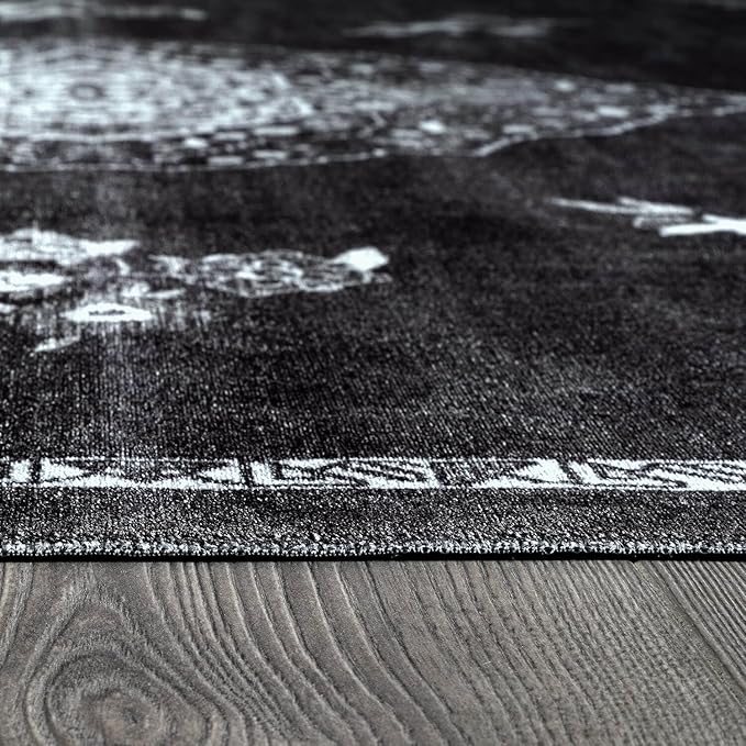 Beverly Rug Non Slip Rugs 2x7 Boho Medallion Floral Non Skid Rubber Backing Easy Silk Soft Runner Rug for Living Room Easy to Clean Non Shedding Kitchen Bedroom Indoor Carpet (2 x 7 Black - White)