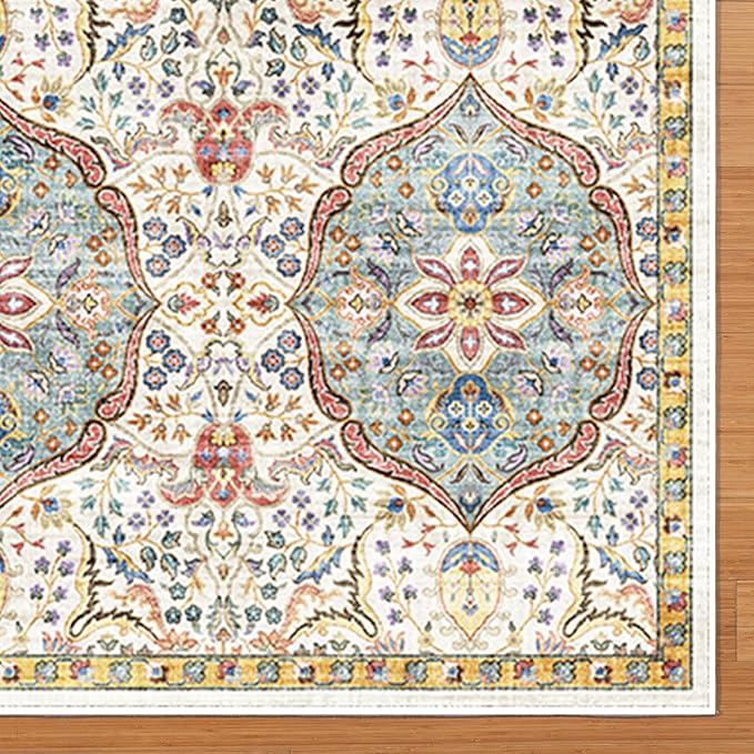 Gertmenian Indoor Bohemian Area Rug - 6x9 Medium, Non-Shedding, Ideal for High Traffic in Living Room, Bedroom, Entryway - Moroccan, Beige/Sand, 26834