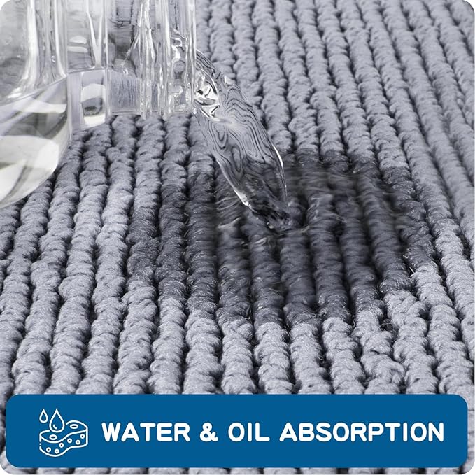 PURRUGS Machine Washable Kitchen Runner Rug 2ft x 6ft, Non-Slip/Skid Hallway Runner Rug, Super Absorbent Soft Area Rug for Hallway, Kitchen & Laundry, Rolled Packaging, Grey