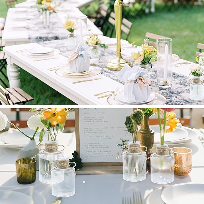 4.7 inch Small Plastic Vases Base para Blores Baturales Transparent Short Cylinder Flower Bud vases Bulk centerpieces for Tables for Parties, Weddings & Home (24pcs)