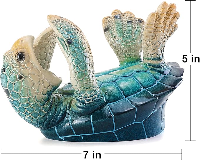 VVGIFTS Sea Turtle Decorative, Figurine Sea Turtle Wine Bottle Holder, Coastal Beach Decor, Resin Statue for Home Desk Tabletop, Ornament Gift Decorations (Bule)