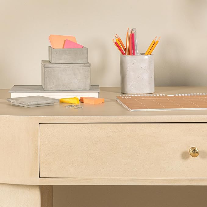 Bloomingville Contemporary Cement Boxes with Lids, Grey, Set of 2
