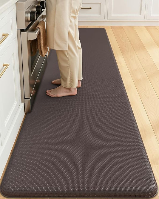 Color&Geometry 0.71" Extra Thick Anti Fatigue Cushion Kitchen Floor Mat,Easy Clean, Water & Oil Proof, Non Slip, Foam Padded Runner Rug for Front Sink,20"x 71" Brown (2.0 Version)