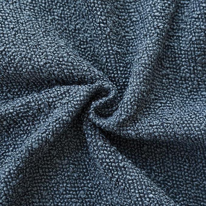 Foindtower Decorative Textured Boucle Throw Pillow Covers Accent Solid Pillow Cases Neutral Soft Cozy Couch Cushion Case for Chair Sofa Bedroom Living Room Home Decor 18x18 Inch,1PC,Dark Blue