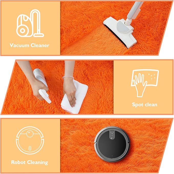 Shag Area Rug for Bedroom 3x5,Orange Fluffy Area Rugs for Living Room,Soft Fuzzy Rug Non-Shedding Indoor Plush Carpet for Kids Bedroom Nursery Dorm Home Decor