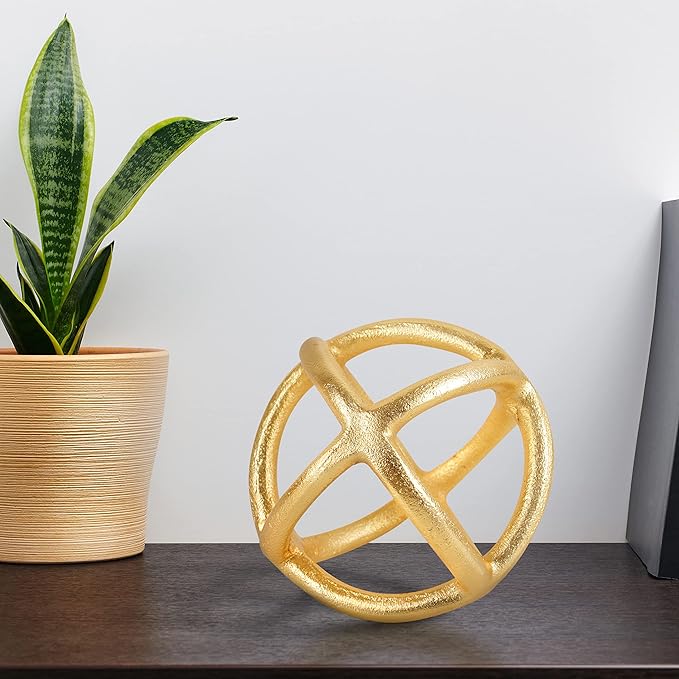 CLEENTABLE Decorative Sphere for Home Decor - Modern Decorative Balls for Living Room, Bedroom, Kitchen, Bathroom, Office - Table Decorative Orbs for Centerpiece (Gold)