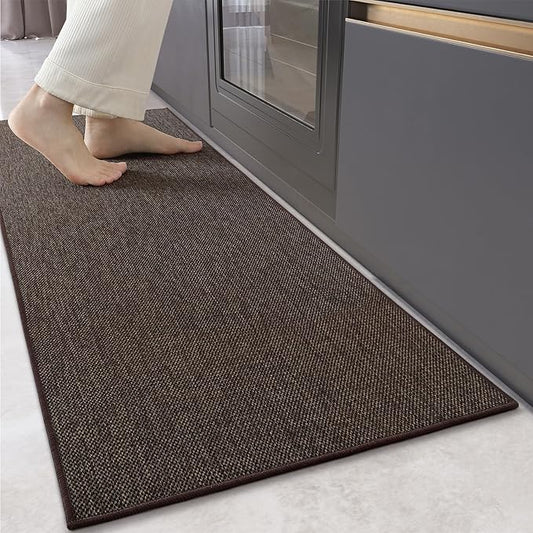 Color&Geometry Kitchen Rugs and Mats Non Slip Washable, Absorbent Woven Kitchen Runner Rug Easy to Clean Kitchen Floor Mats for in Front of Sink, Laundry Room, Hallway, 17”x47”, Brown