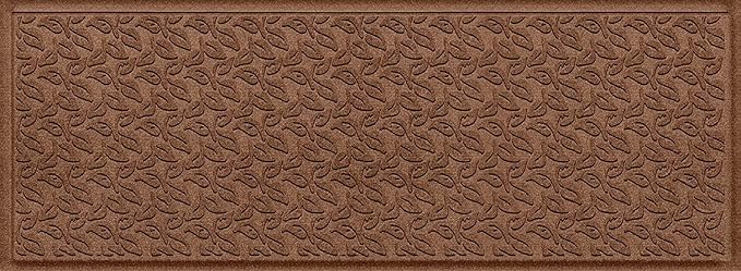 WaterHog Water Trapping Door Mat - Slip-Resistant Indoor/Outdoor Entrance Rug for Front Door, Entryways, Patios, Porch, Mudrooms, Hallway, Made in USA – Dogwood Leaf Collection, Dark Brown, 2' x 5'
