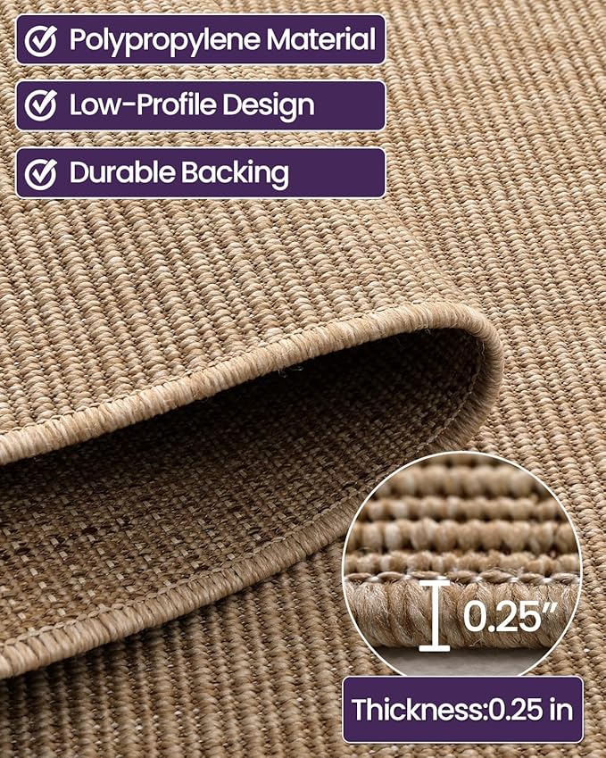 DEXI Dirt Trapper Door Mat, 20x31 Washable Doormat, Dirt Resistant and Absorbent, Easy Clean Low-Profile Floor Rugs for Entryway, Front Door, and Inside Entrance, Beige
