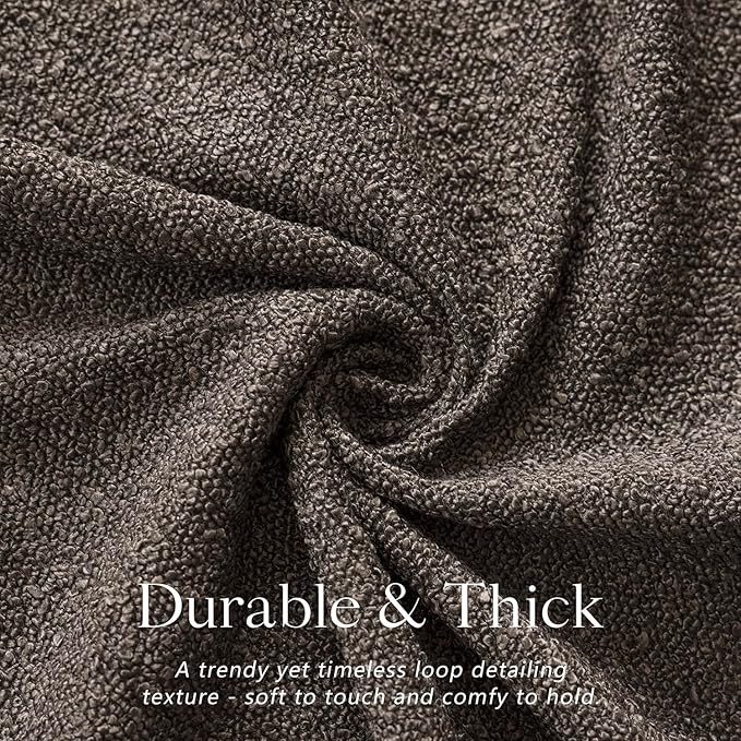Foindtower Decorative Textured Boucle Throw Pillow Covers Accent Solid Pillow Cases Neutral Soft Cozy Couch Cushion Case for Chair Sofa Bedroom Living Room Home Decor 24 x 24 Inch,Dark Brown