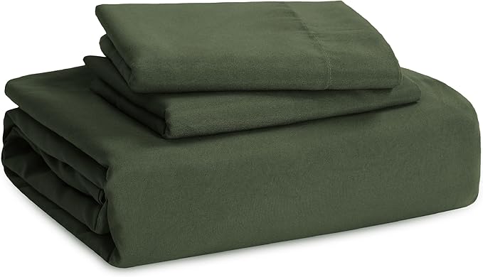 Bedsure Olive Green Duvet Cover Twin/Twin XL Size - 2 Pieces Prewashed Cotton-Like Extra Soft Bedding Set, Includes 1 Twin Duvet Cover 68x90 Inches with Zipper Closure & 1 Pillow Sham, No Comforter