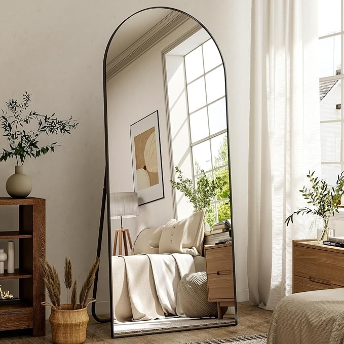 HARRITPURE 68"x22" Arched Full Length Mirror, Free Standing/Hanging/Leaning Full Body Mirror with Stand, Large Modern Arch Floor Mirror for Bedroom Cloakroom, Black