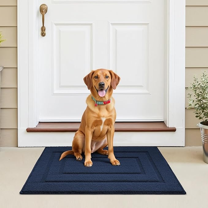 GRANNY SAYS Front Door Mat Outside Entrance, Welcome Matt Indoor Non-Slip, Door Mats for Outdoor, Entryway Front Porch Matt Low Profile Resist Dirt Easy to Clean, 36" x 24", Deep Blue