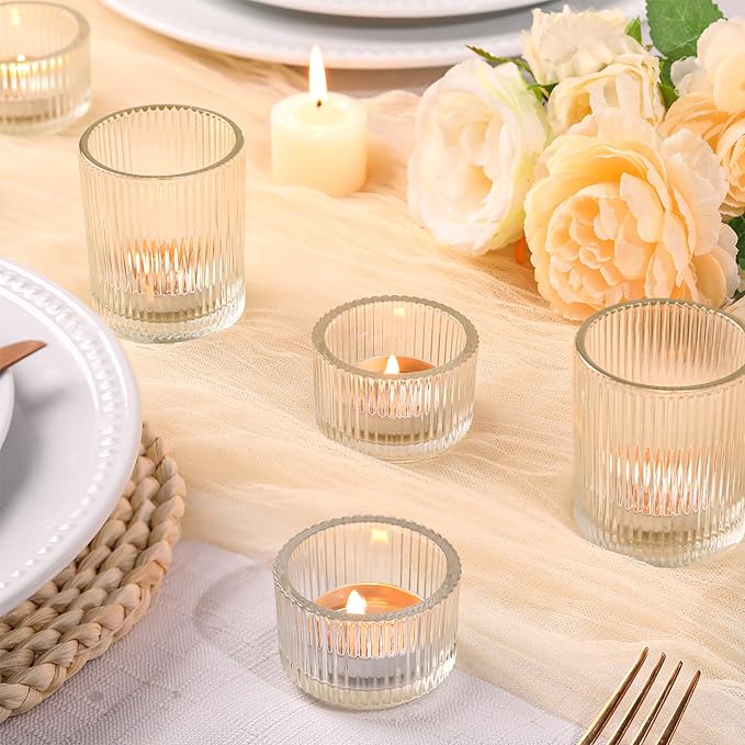 10pcs Assorted Clear Votive Candle Holders for Wedding Centerpiece, Clear Tea Light Candle Holders, Glass Candle Holder for Table Centerpiece, Wedding, Home and Party Decorations
