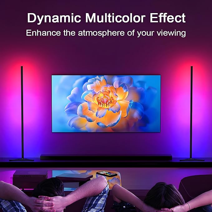 RGB LED Corner Floor Lamp, with App & Remote Control, 16 Million Colors 68+ Scenes, Dimmable, Music Sync, Timer Off, Modern Farmhouse Decor Led Lights for Bedroom, Living Room, Gaming Room