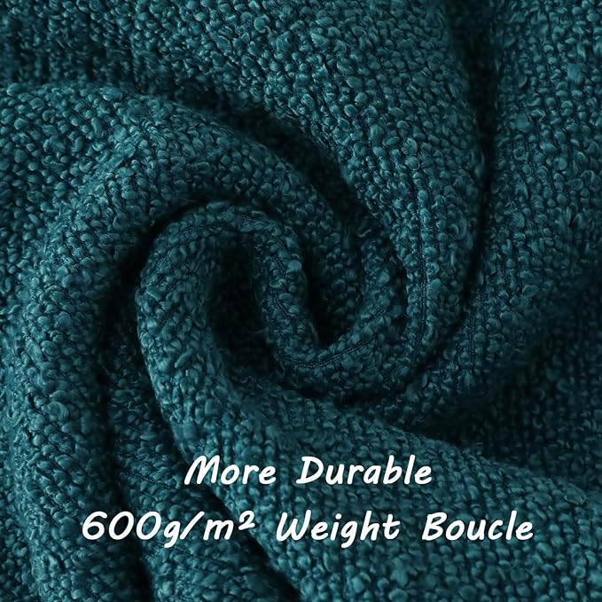 FUTEI Pack of 2 Teal Green Decorative Throw Pillow Covers 24x24 Inch Soft Cozy Solid Boucle Textured European Cushion Case,Modern Home Decor for Couch Bed Living Room