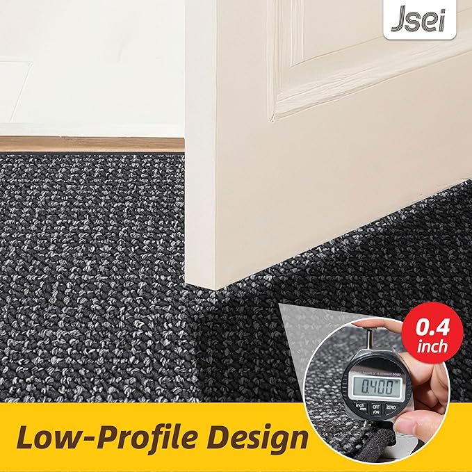 JSEI Dirt Trapper Door Mat 24"x36" Non-Slip Washable Entrance Mat, Dog Doormats, Absorbent & Fade-Resistant Floor Mats, Low Profile Welcome Mats for Entryway, Front Door, and Inside Entrance, Charcoal