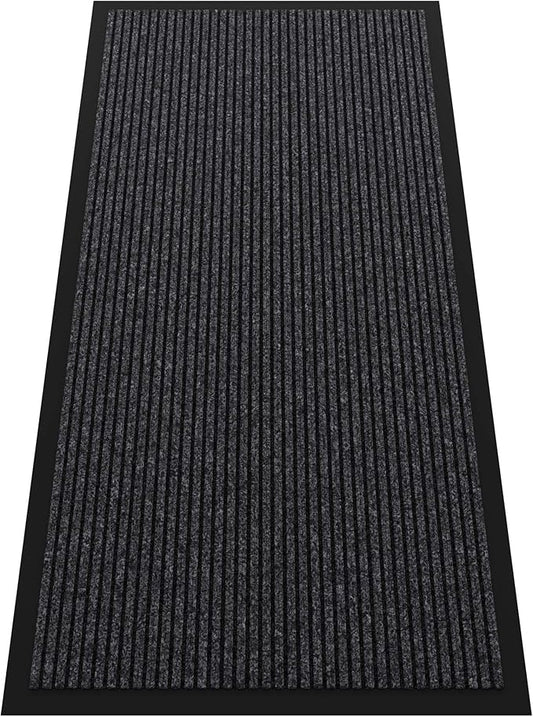 Indoor Outdoor Door Mat, 4’ x 2' Doormat for Entryway, Rubber Backing Non Slip Front Door Mat Outside Entrance, Super Absorbent Commercial Floor Mat for Home Office, Grey