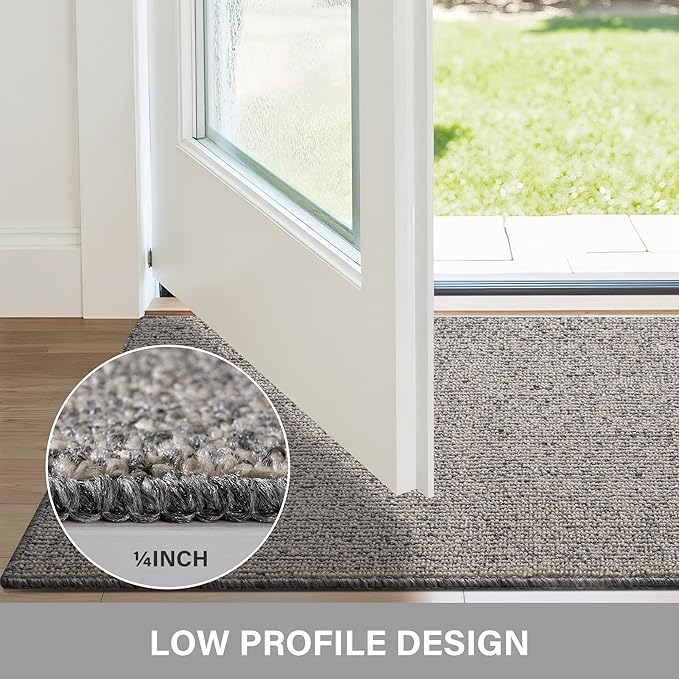 GRANNY SAYS Front Door Mat Outside Entrance, Door Mats for Entryway, Welcome Matt Non-Slip, Large Front Porch Mat Low Profile Resist Dirt, 36" x 60", Grey Beige