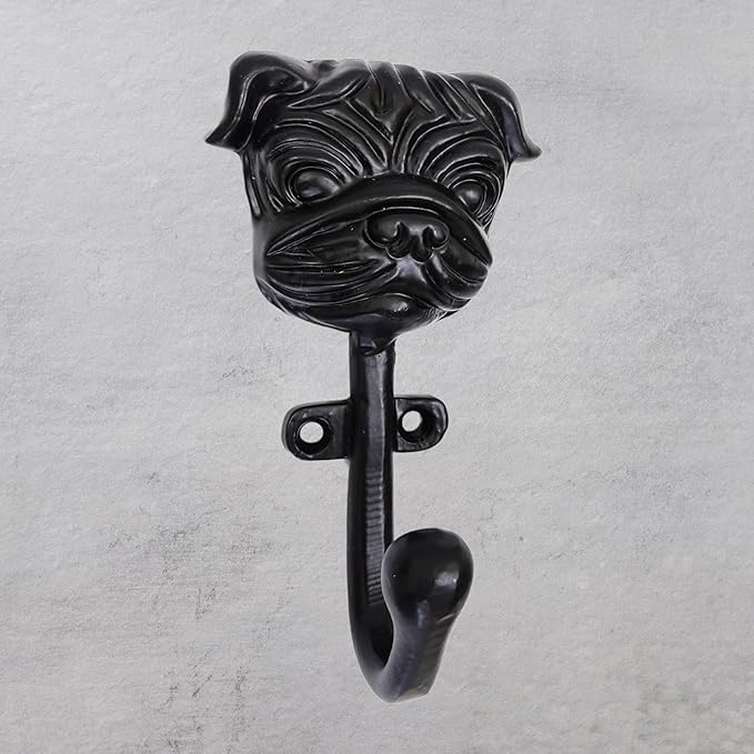 Set of 3 Cast Iron Dog Shape Coat Hooks Wall Art Decor-Dog Shape Hangers and Key Holder-Clothes Rack and Backpack Hanger-Coat Hooks Home Decor for Storage, Living Room, Hallway, Office