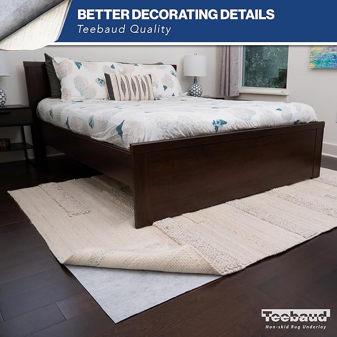 2' x 11' Non-Slip Rug Pad, Reversible Gripper, Non Skid Pads for Hardwood, Vinyl, Tile, Laminate Floors, Keep Area Rugs Secure, Natural Materials Safe for Indoor Flooring, ¼” Thick
