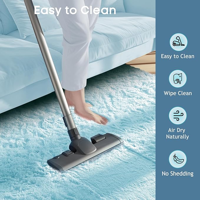 Ophanie Light Blue Rug, Boys 4x6 Rugs for Bedroom Carpet Nursery Aesthetic, Kids Playroom Area Rugs for Girls Teen Home Decor, Fluffy Shag Bedside Floor Living Room Carpet