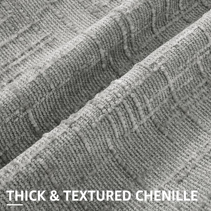 decorUhome Neutral Grey Chenille Euro Sham Throw Pillow Covers 26x26 Set of 2 Textured Slubby Couch Pillow Covers Farmhouse Accent Modern Neutral Decorative Pillow Cases for Bed Sofa Living Room