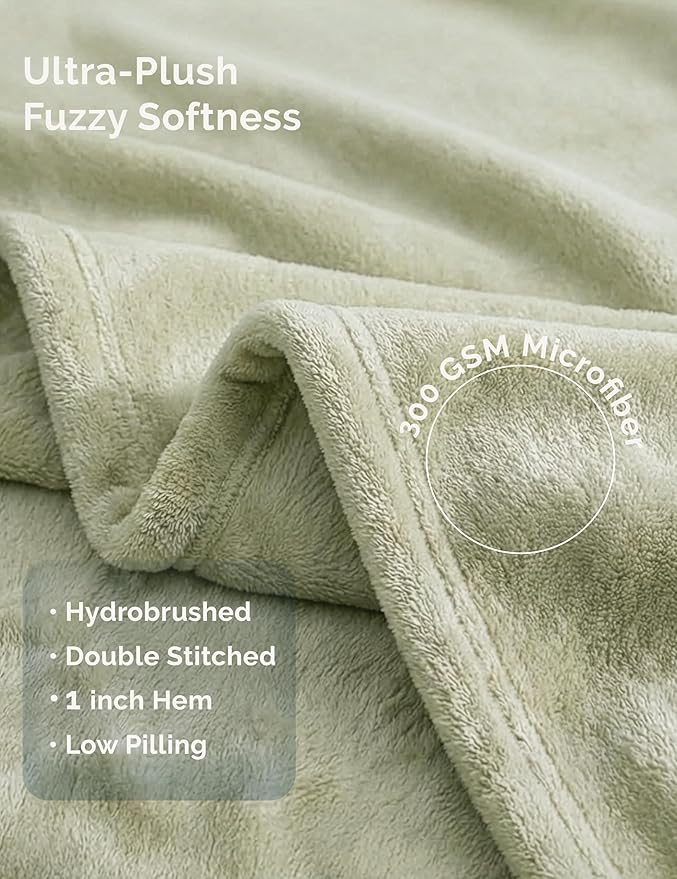 Casa Platino Fleece Blanket Twin Size – 300 GSM Fleece Throw for Bed or Couch – Soft Cozy Warm Holiday Winter Blanket for Bed, Fuzzy Plush Elegant Gifts for Kids, Men & Women - 68x90 Inch - Mineral