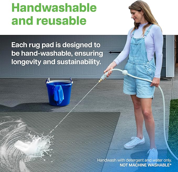 Waterproof Rug Pad, 2'6x10 ft (1/8" Thin) - Protect Floors, Non-Slip, Gripper for Area Rugs - Anti-Slip, Washable, Pet-Friendly Cushioned Underlay for Hardwood, Concrete, Tile