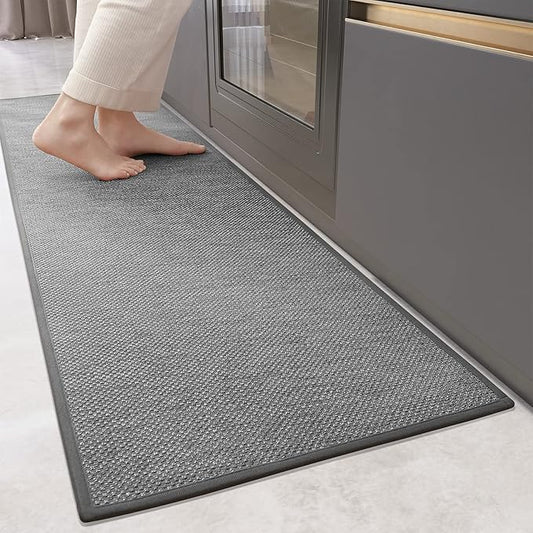 Color&Geometry Kitchen Rugs and Mats Non Slip Washable, Absorbent Woven Kitchen Runner Rug Easy to Clean Kitchen Floor Mats for in Front of Sink, Laundry Room, Hallway, 17”x47”, Light Grey