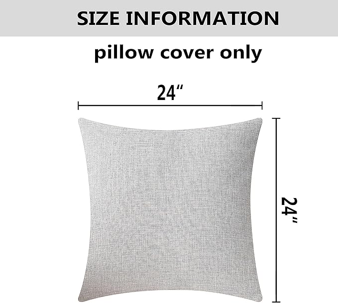 Home Brilliant Decorative Lined Linen Euro Sham Pillow Cover for Couch Bench Patio Floor, 24x24(60x60cm), Light Grey