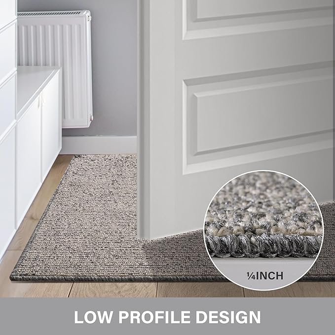 GRANNY SAYS Front Door Mat Indoor Entrance, Indoor Doormat Non Slip Washable, Low Profile Outdoor Welcome Mat, 32" x 20" Resist Dirt Absorbent Entryway Doormat for Floor, Grey