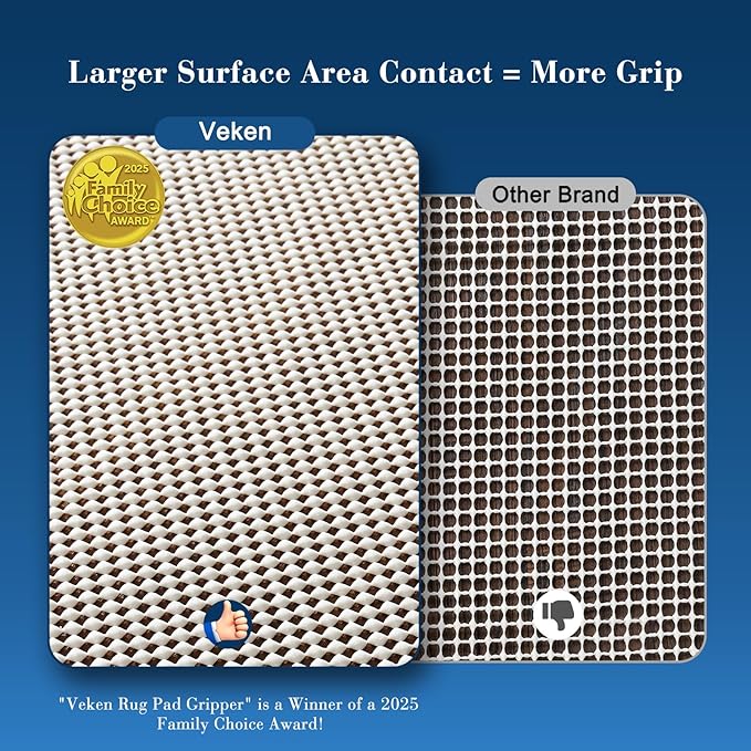 Veken 4x8 Ft Rug Pad Gripper for Hardwood Floors, Non Slip Rug Pads for Area Rugs, Thick Rug Grippers for Tile Floors, Under Carpet Anti Skid Mat, Keep Your Rugs Safe and in Place