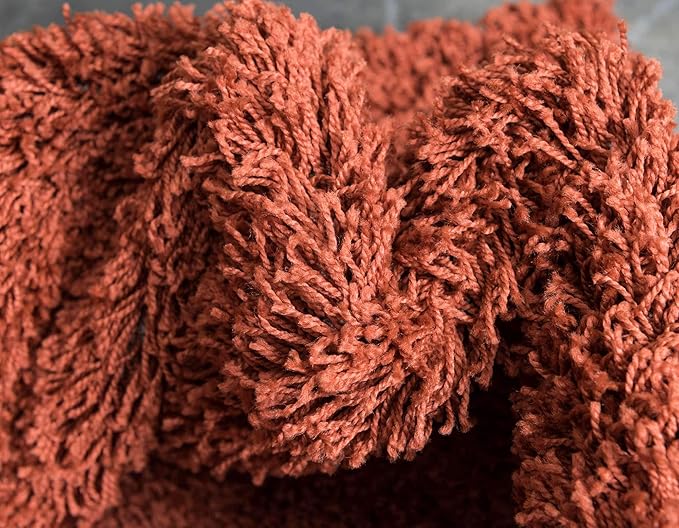 Unique Loom Solid Shag Collection Area Rug (4' 1" x 6' 1" Rectangle, Terracotta)