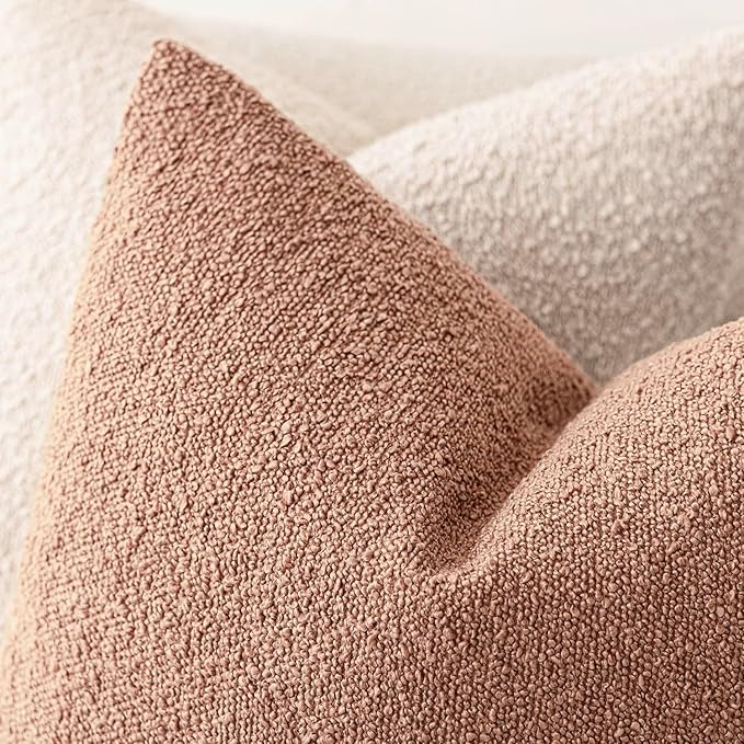 Foindtower Decorative Textured Boucle Throw Pillow Covers Accent Solid Pillow Cases Neutral Soft Cozy Couch Cushion Case for Chair Sofa Bedroom Living Room Home Decor 26x26 Inch,1PC,Dusty Orange Hazel