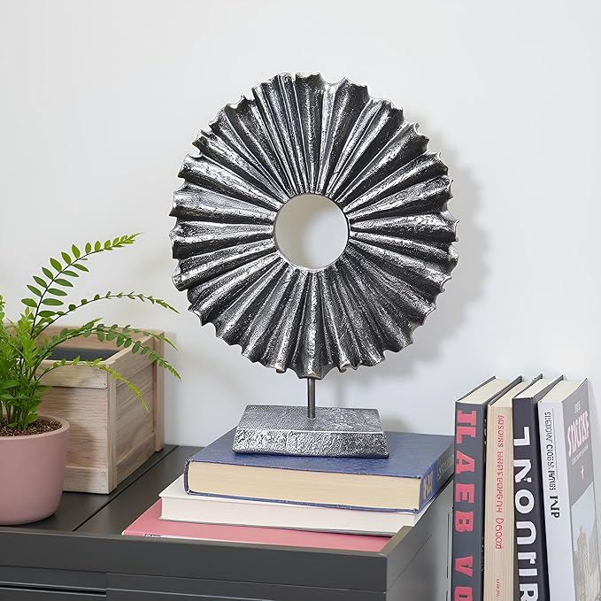 Modern Abstract Round Decorative Sculpture, Dining Living Room Desk Decor,Geometric Home Decor Statues,Shelf Top Decor Aesthetics, Coffee Tables or Office Shelves（Bronze Colored）