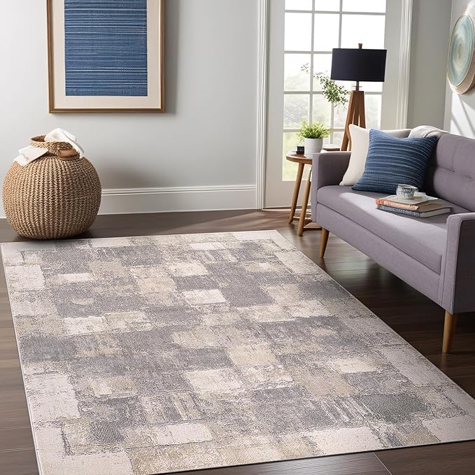 Beverly Rug Living Room Rug 4x6 Modern Luxury Ultra Soft Vintage Indoor Area Rugs for Kitchen Dining Room Stain Resistant Non Shedding Indoor Carpet Alfombras para Salas Modernas (4 x 6 Gray)