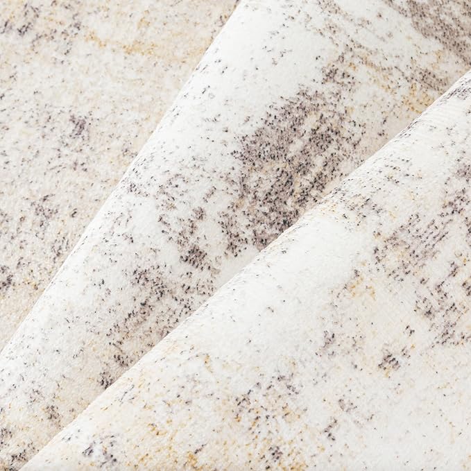 WondRg 3x5 Washable Area Rug Beige Grey Abstract Entryway Office Throw Rug Neutral Modern Non Slip Soft Low Pile Small Carpet for Kitchen Living Room Bedroom Entrance