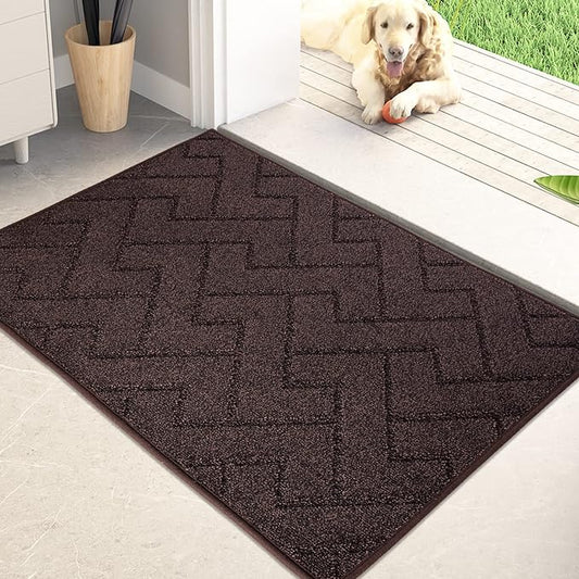PURRUGS Dirt Trapping Door Mat 24" x 35.5", Non-Slip Machine Washable Entry Rug, Dog Doormat, Indoor Front Door Mat, Super Absorbent Entryway Rug for Muddy Shoes & Paws, Brown