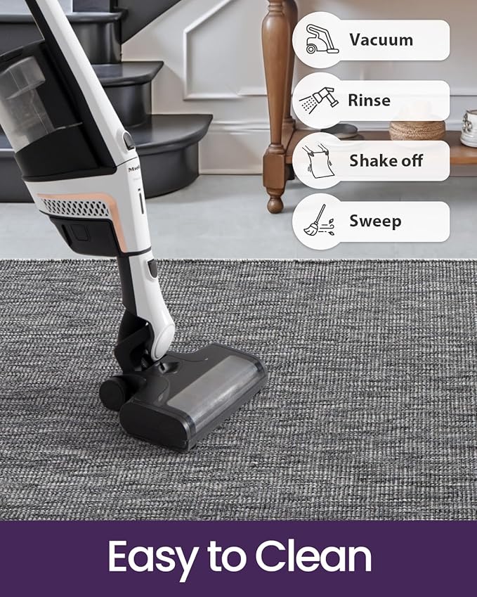 DEXI Hallway Runner Rug 3.3x8, Woven Braided Farmhouse Runner Carpet Indoor, Absorbent Thin Long Entryway Runners for Kitchen, Laundry Room, Patio Entrance, Dark Grey