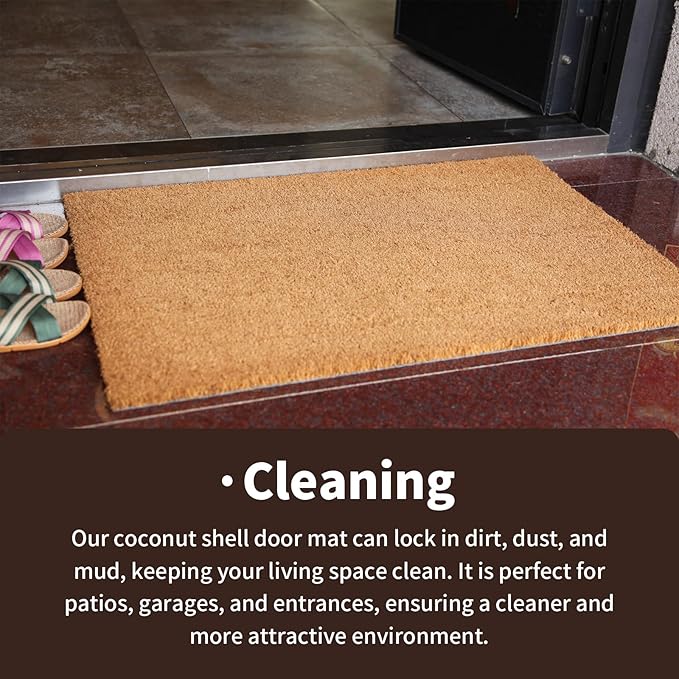 Timerala Coco Coir Door Mat with Heavy-Duty，Welcome doormats，Dirt Trapping Entry Mat，Weather Resistant,Non-Slip Outdoor Door Mats，43 * 76 cm，PVC Backing
