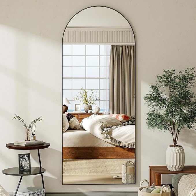 HARRITPURE 68"x22" Arched Full Length Mirror, Free Standing/Hanging/Leaning Full Body Mirror with Stand, Large Modern Arch Floor Mirror for Bedroom Cloakroom, Black