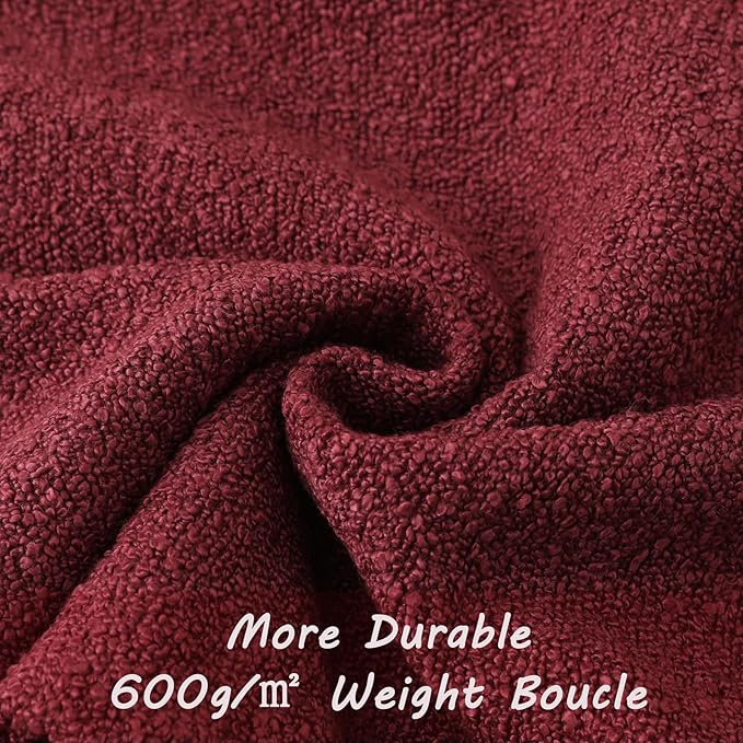 FUTEI Pack of 2 Burgundy Decorative Throw Pillow Covers 16x16 Inch Soft Cozy Solid Boucle Textured Cushion Case,Modern Home Decor for Couch Bed Living Room
